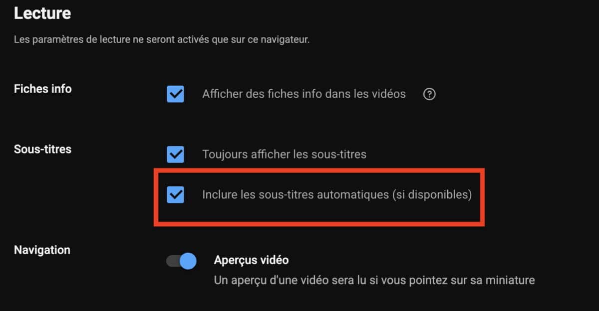 activer sous titres YouTube ordinateur