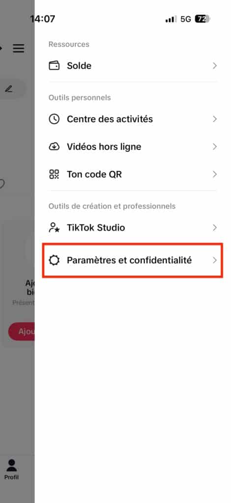désactiver statut “en ligne” TikTok