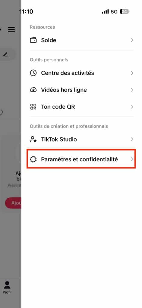 bloquer messages privés TikTok