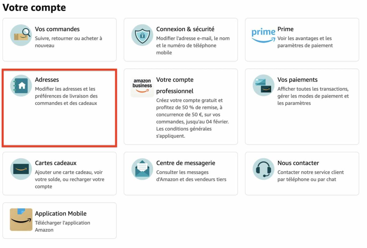 effacer adresse Amazon