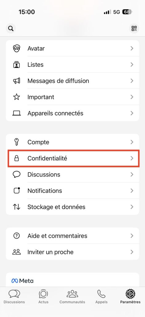 masquer photo de profil WhatsApp
