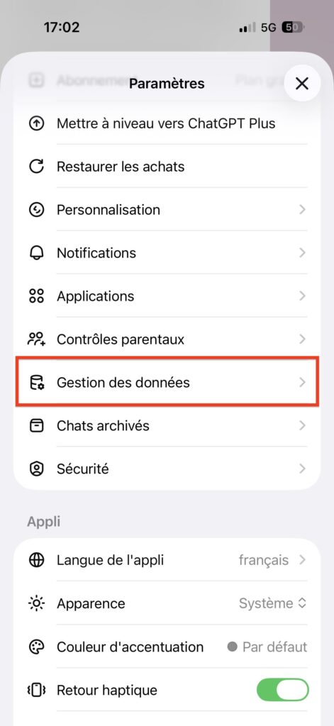 fermer compte chatGPT