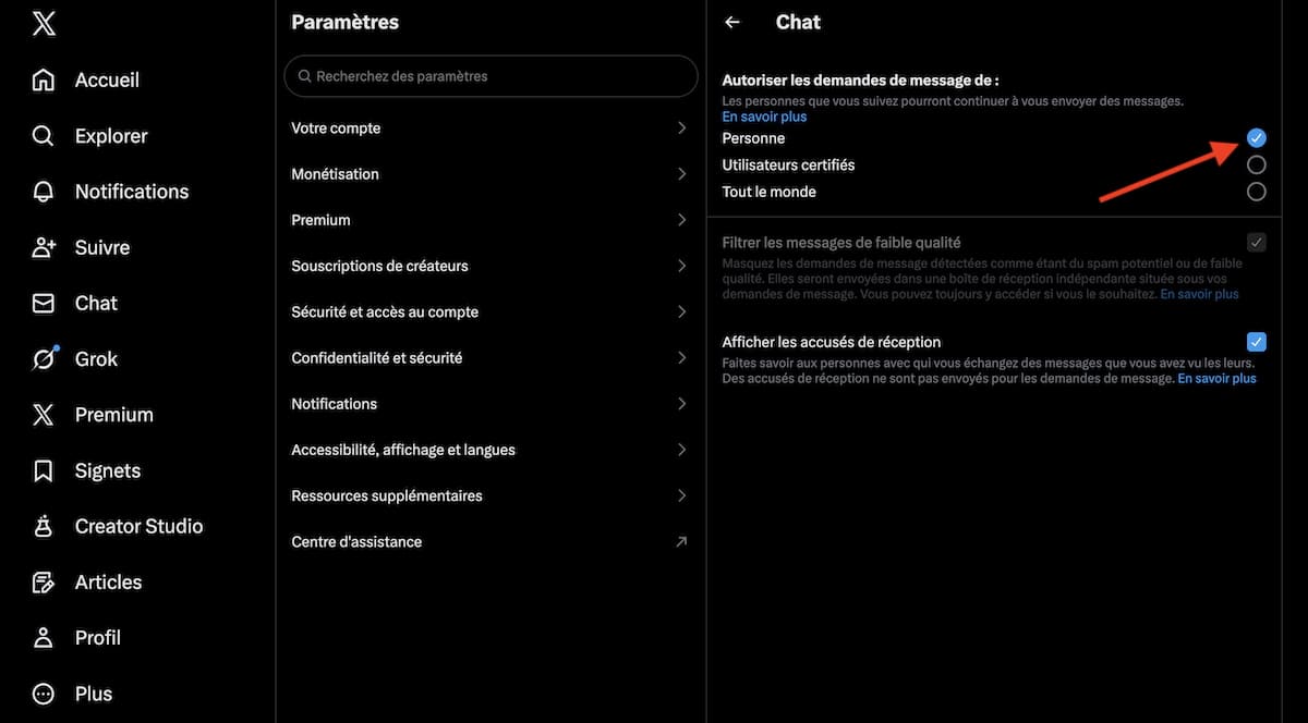 Bloquer DM Twitter PC