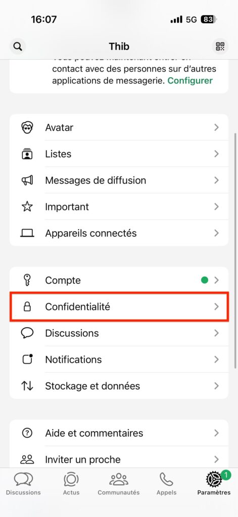 Verrouiller application WhatsApp