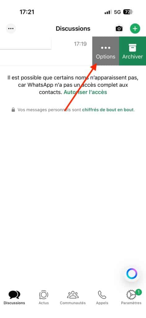 verrouiller discussion whatsapp iPhone