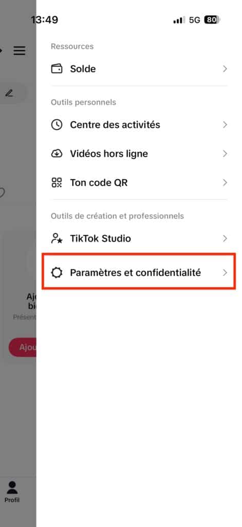Supprimer historique TikTok Android