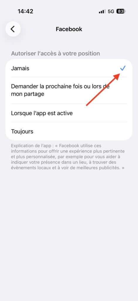 bloquer localisation Facebook smartphone