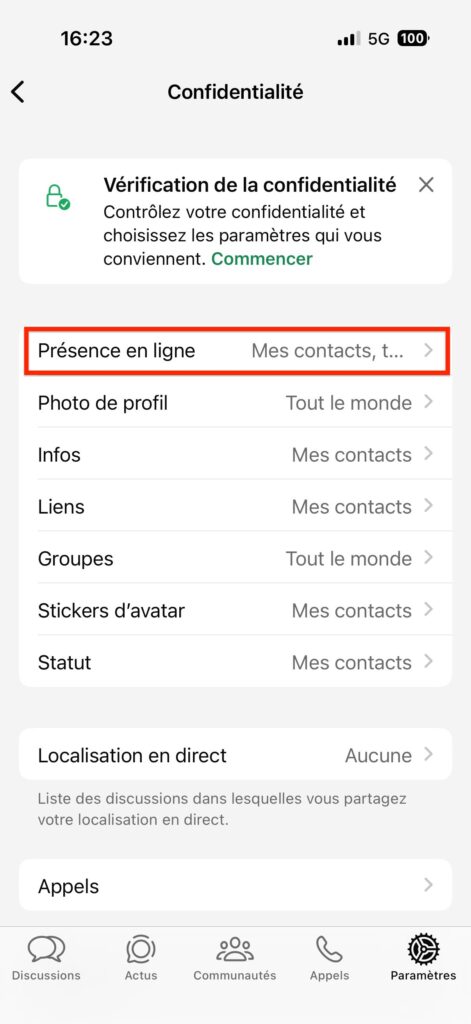 mode invisible WhatsApp