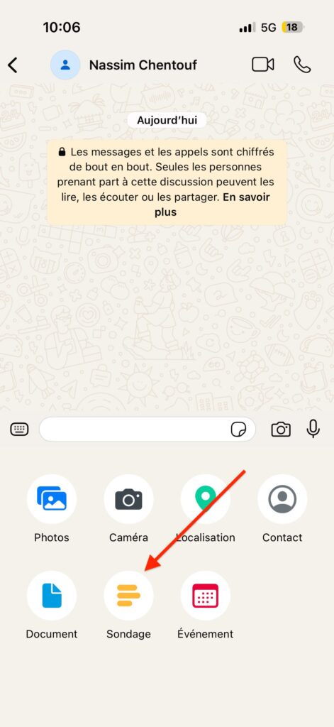 sondage WhatsApp iPhone