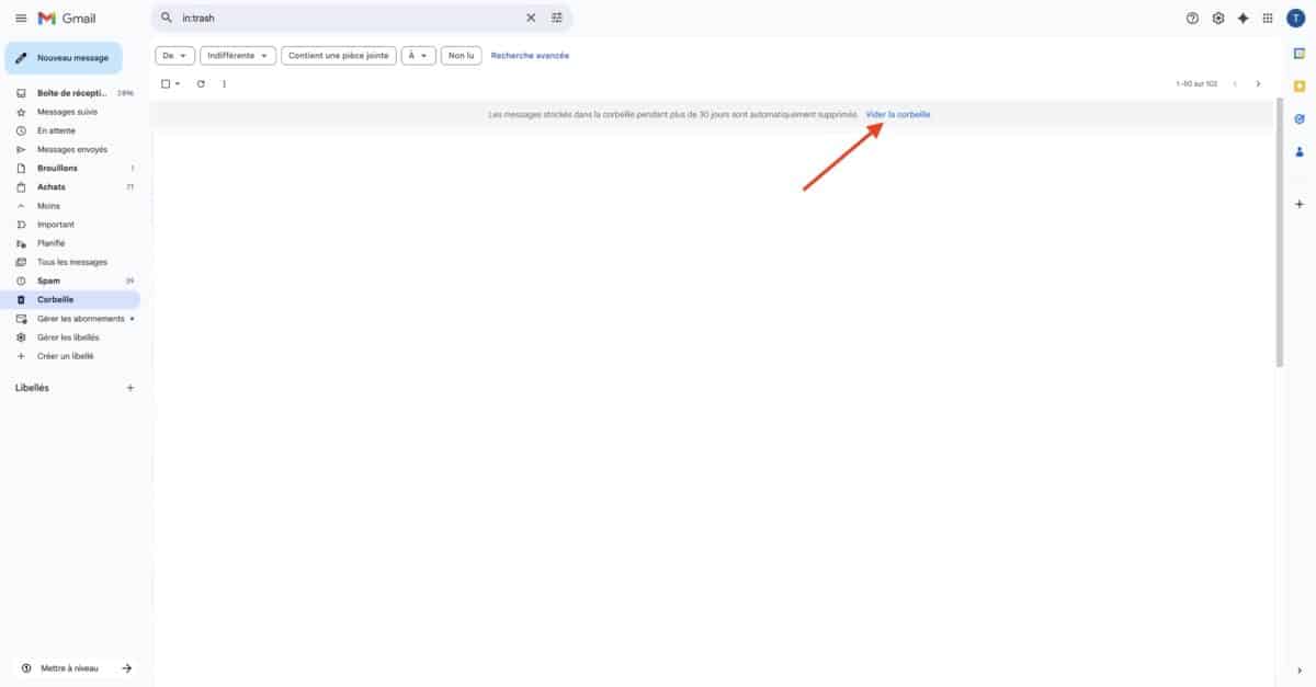 supprimer tous les mails Gmail