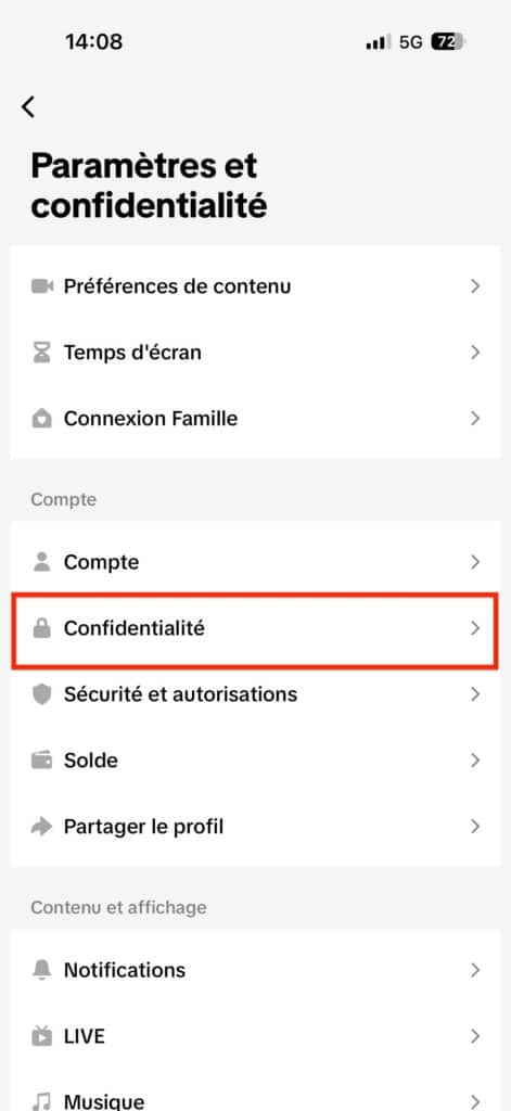 masquer statut “en ligne” TikTok