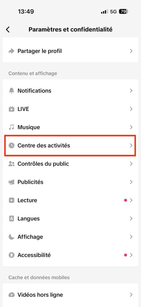 Supprimer historique TikTok iPhone