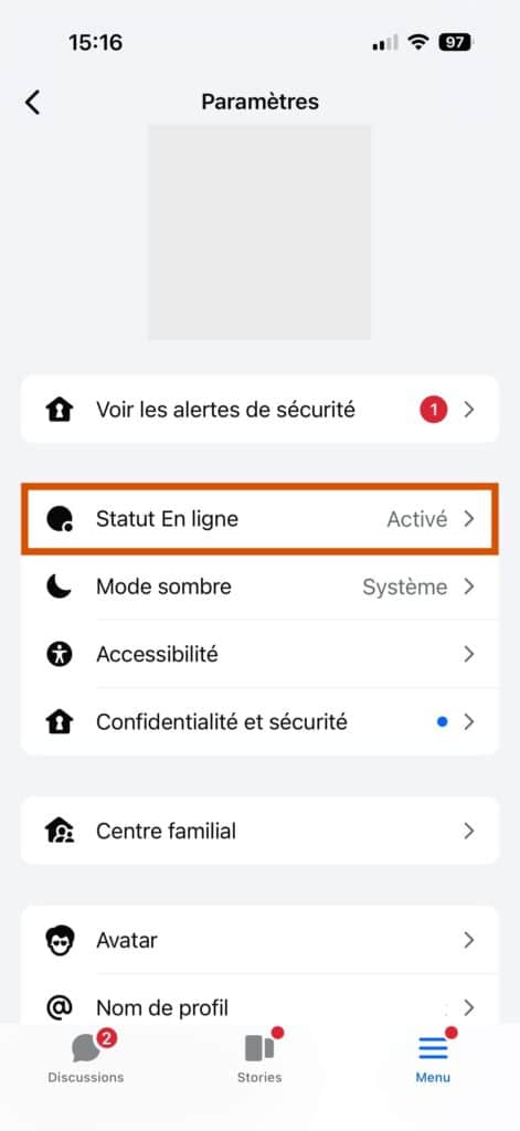 désactiver mode en ligne Messenger Android
