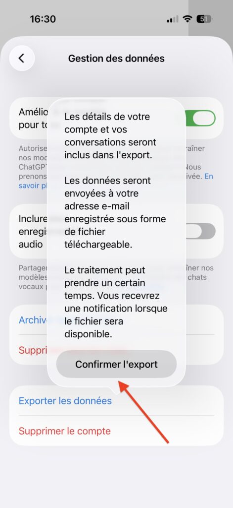 supprimer compte chatGPT PC