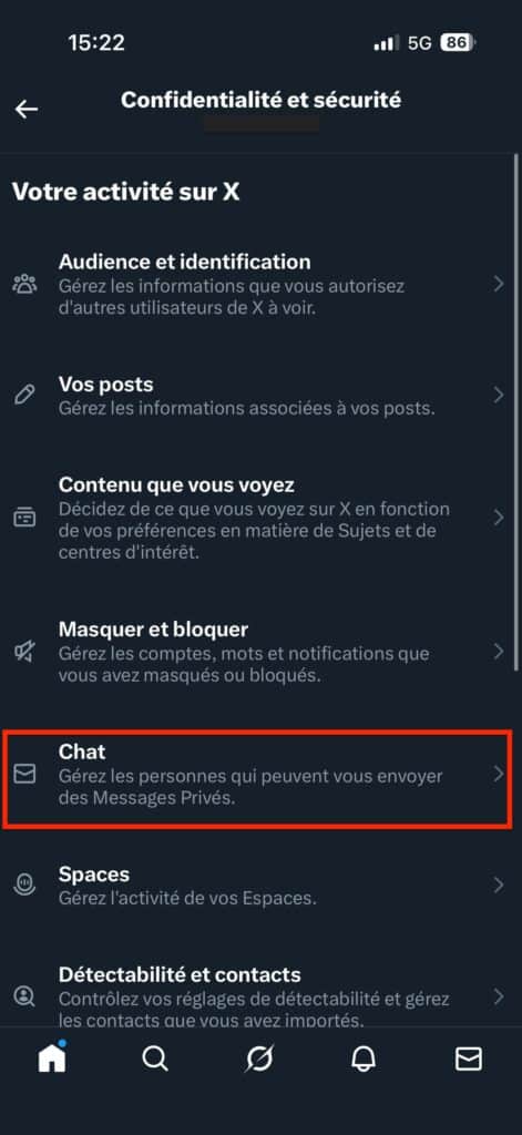 Bloquer DM Twitter application