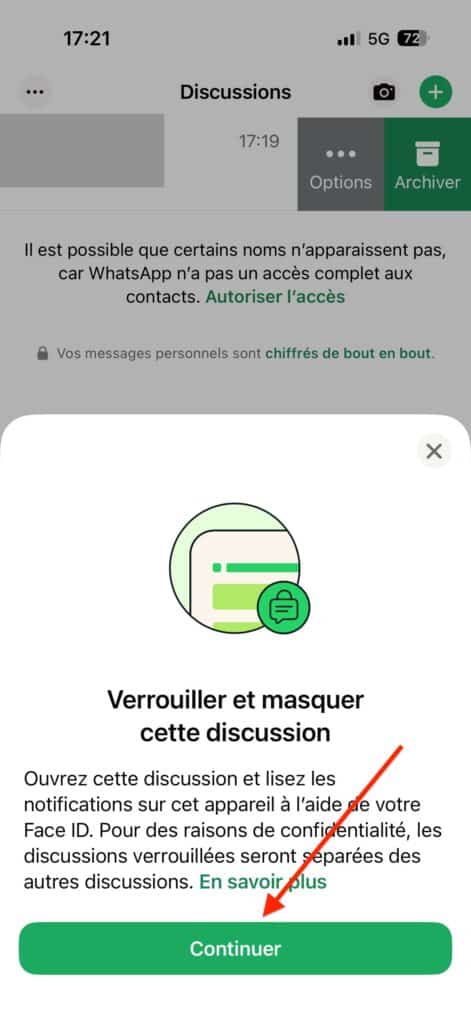 cacher discussion whatsapp