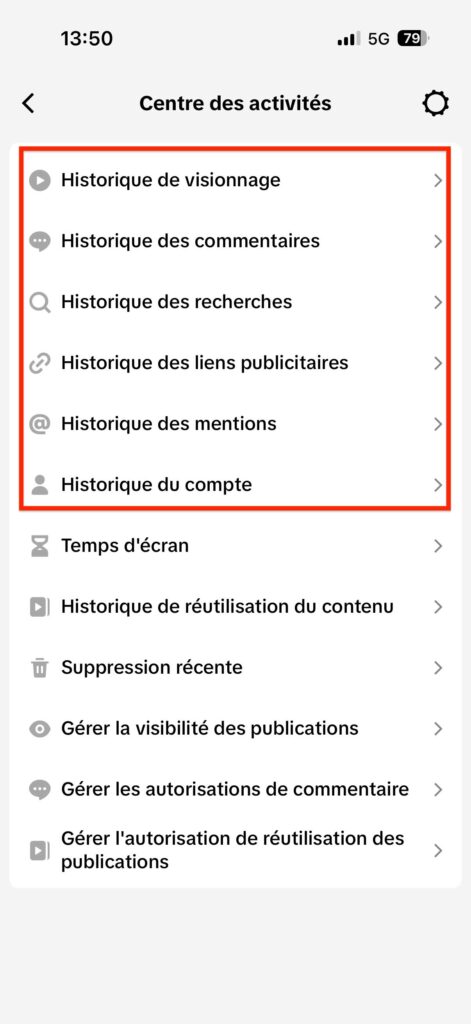 Effacer historique TikTok