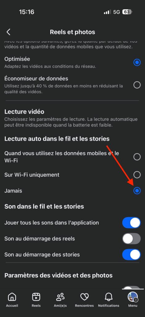 stopper lecture automatique Facebook