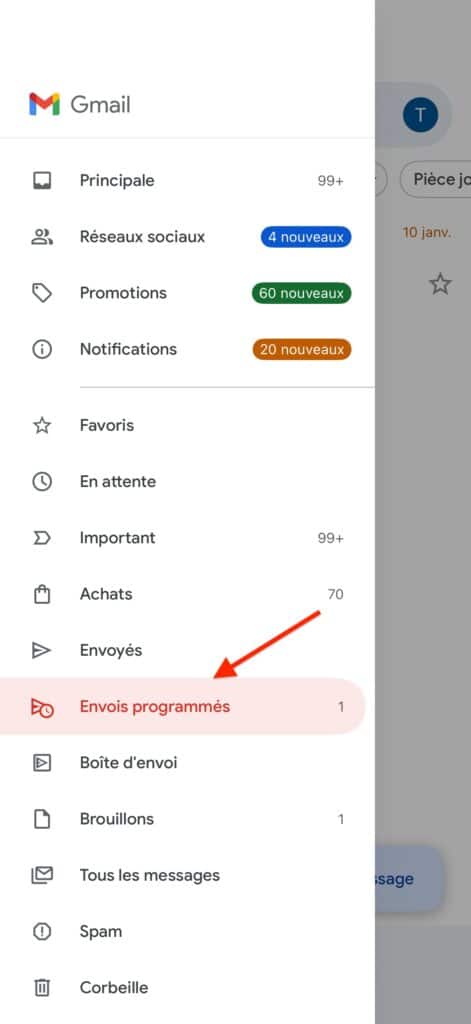 Annuler mail programmé gmail