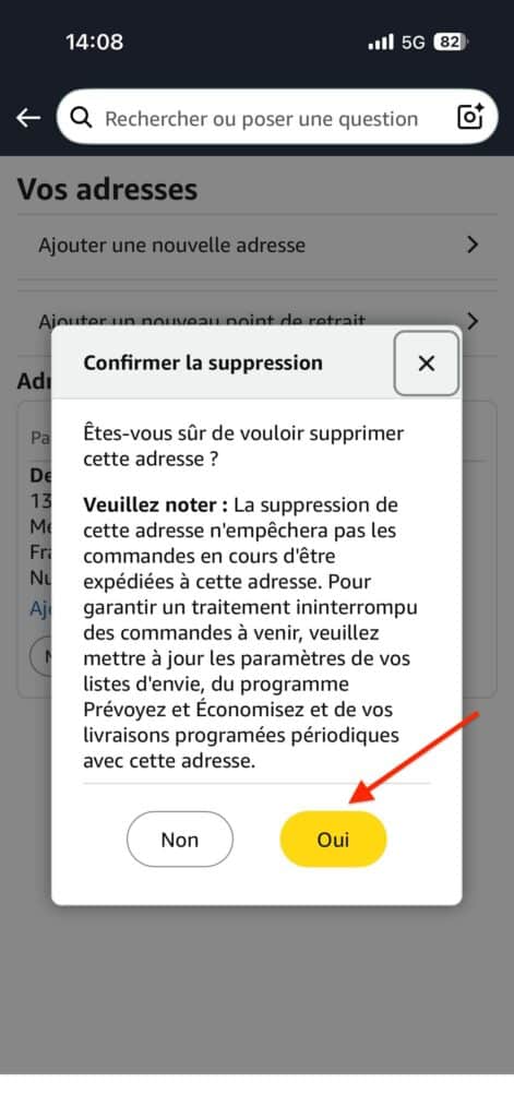 supprimer adresse livraison Amazon