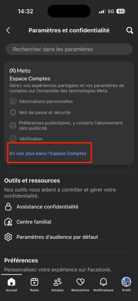 bloquer accès contact facebook