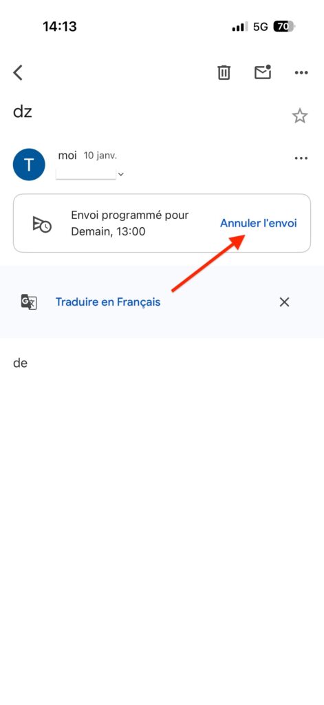 changer mail programmé gmail