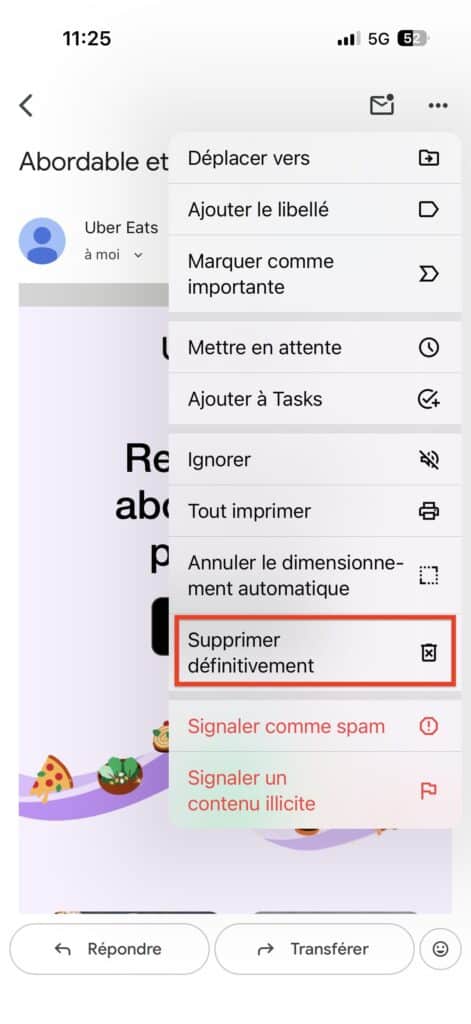 effacer définitivement e-mail Gmail