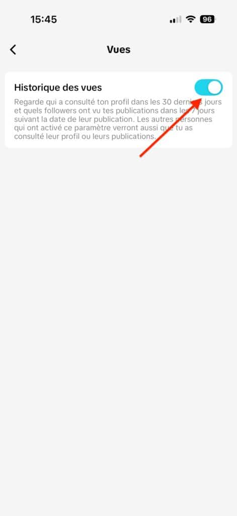l’historique des vues TikTok