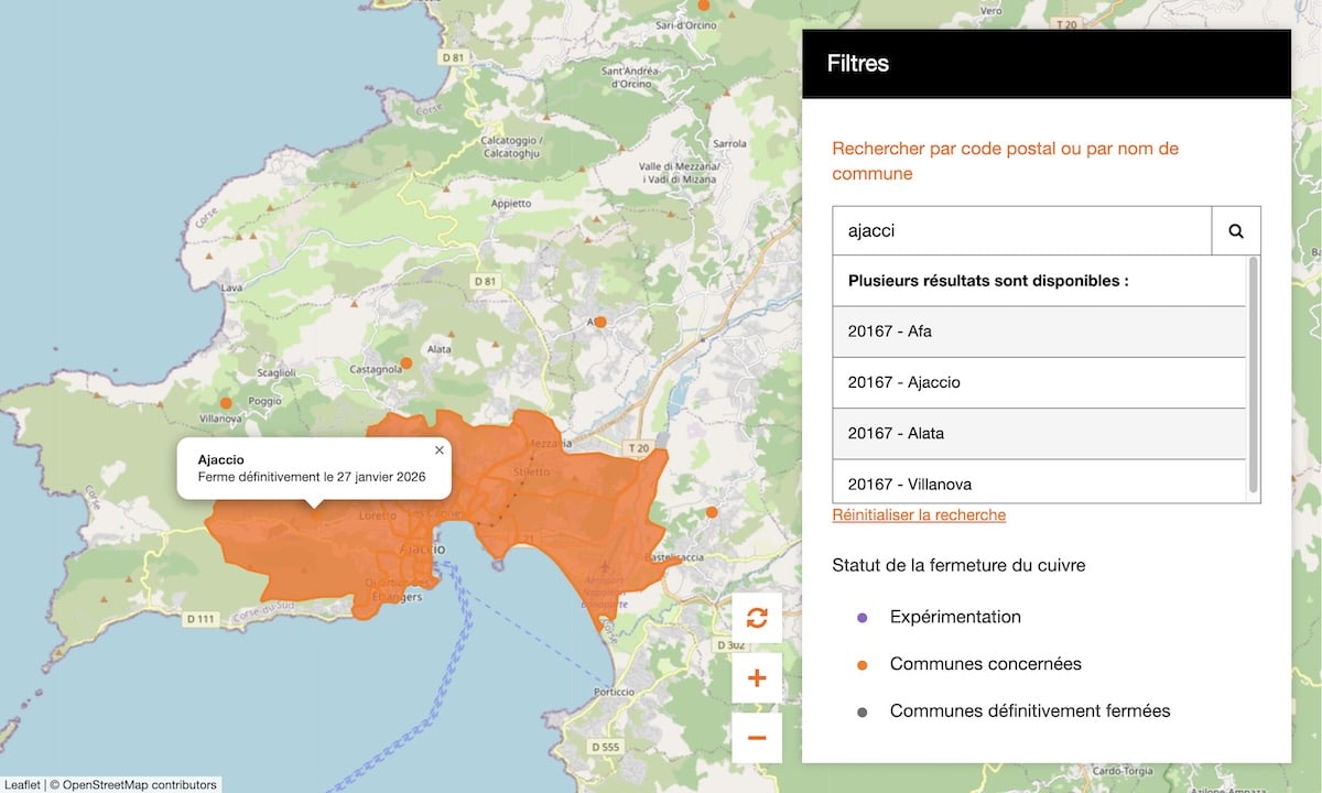 carte coupure ADSL Orange