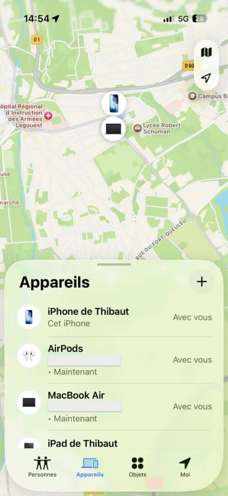 Retrouver AirPods oubliés