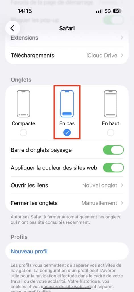 changer interface safari iOS 26