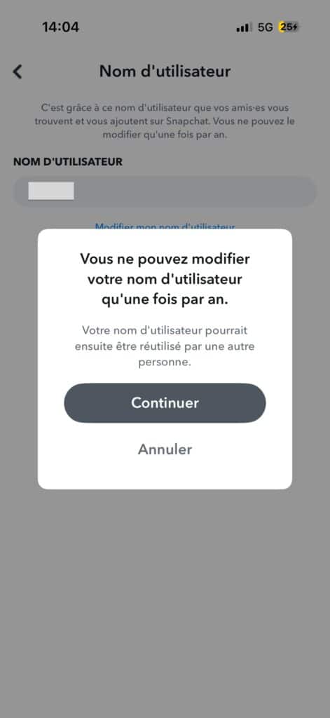 changer nom utilisateur snapchat