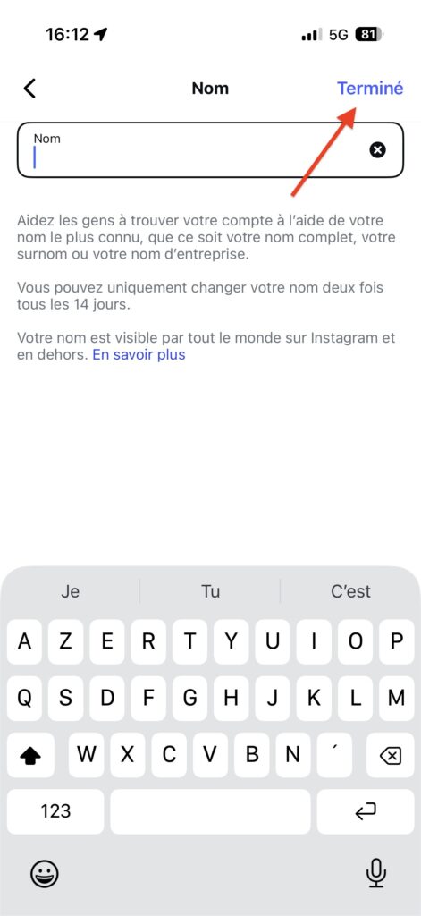 Changer pseudo Instagram