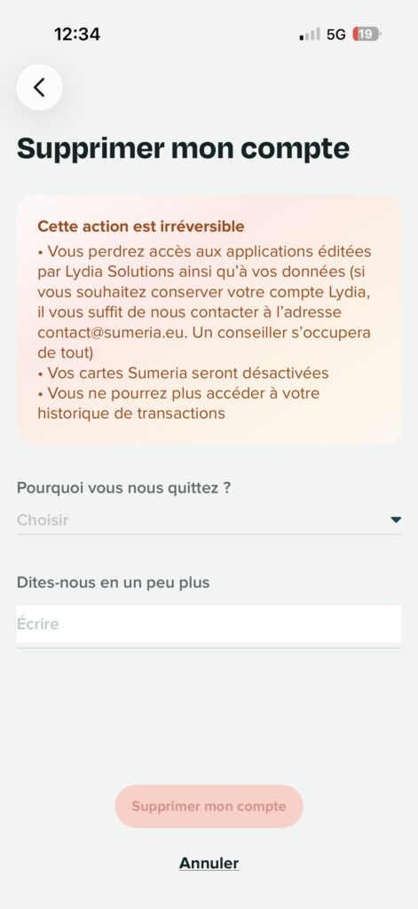 Supprimer Lydia