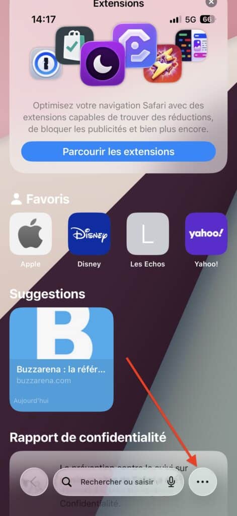 ouvrir onglet Safari iOS 26
