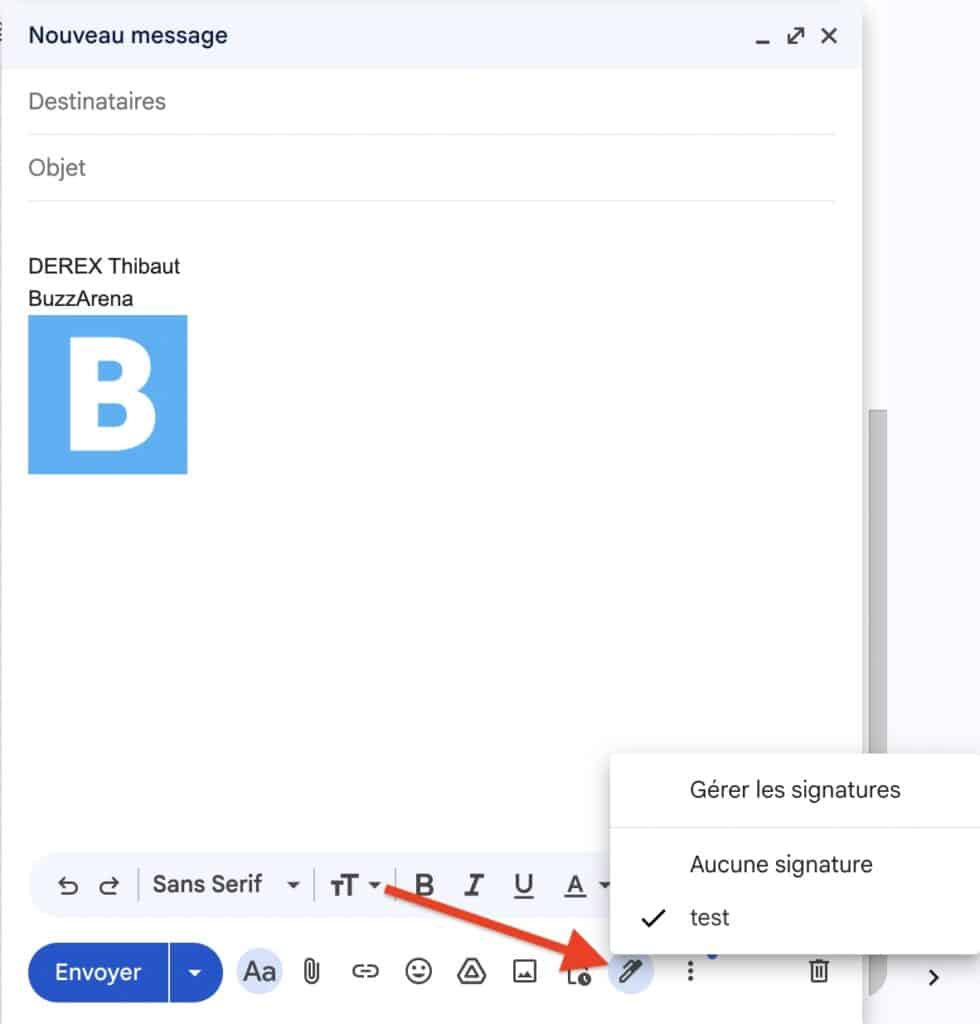 insérer signature gmail