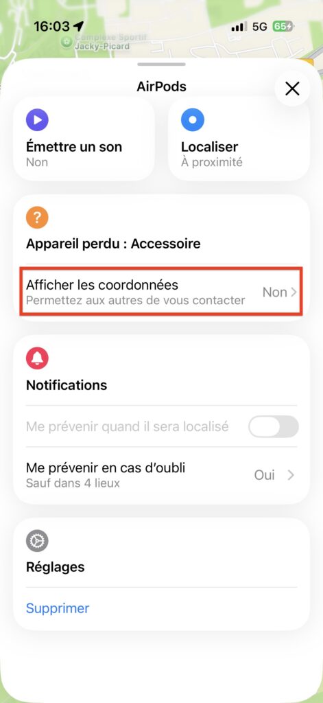 Trouver AirPods oubliés