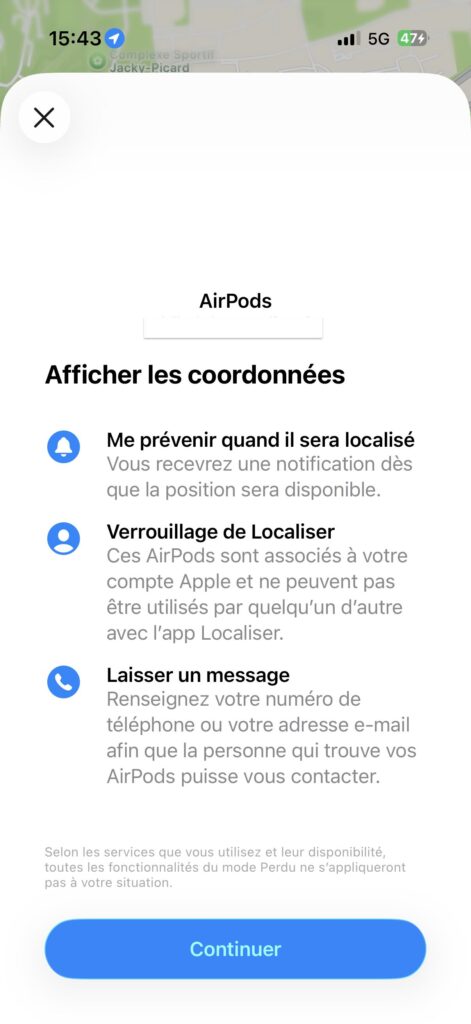 Retrouver AirPods perdus chez moi