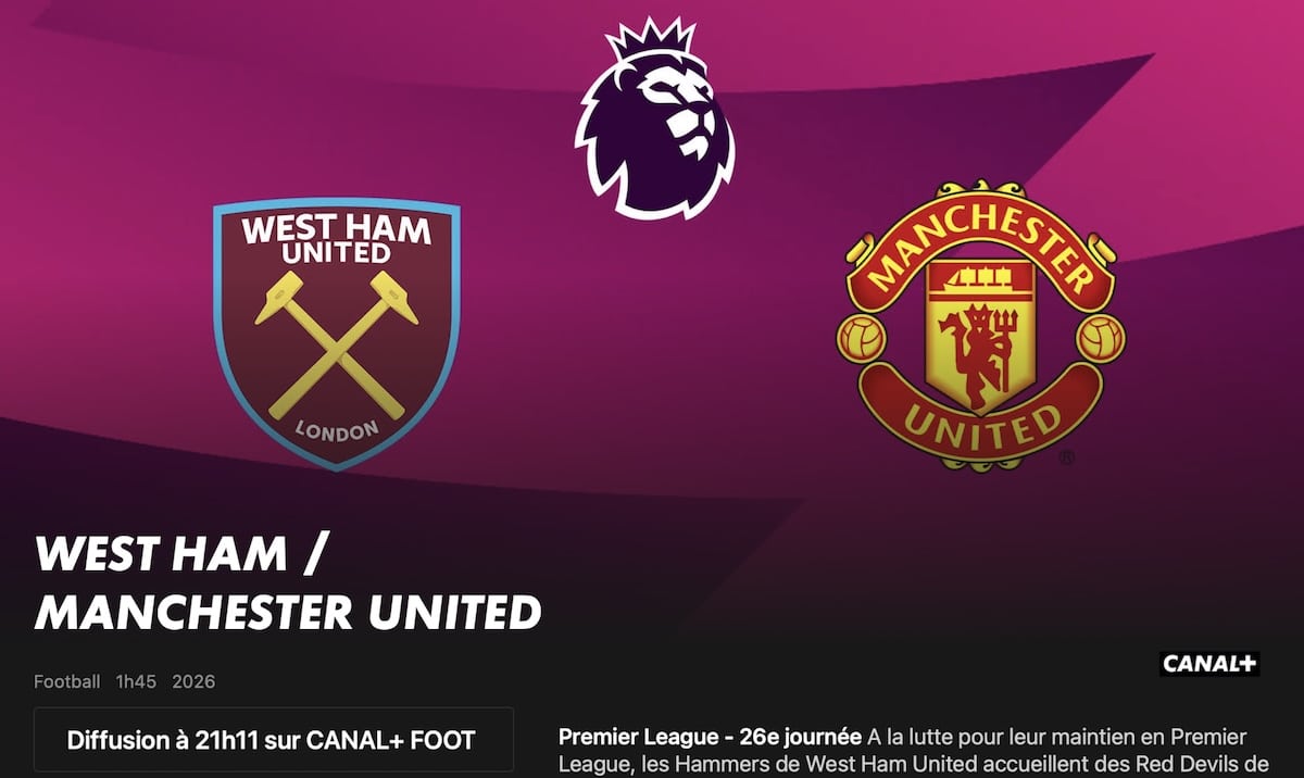 West Ham – Manchester Utd heure