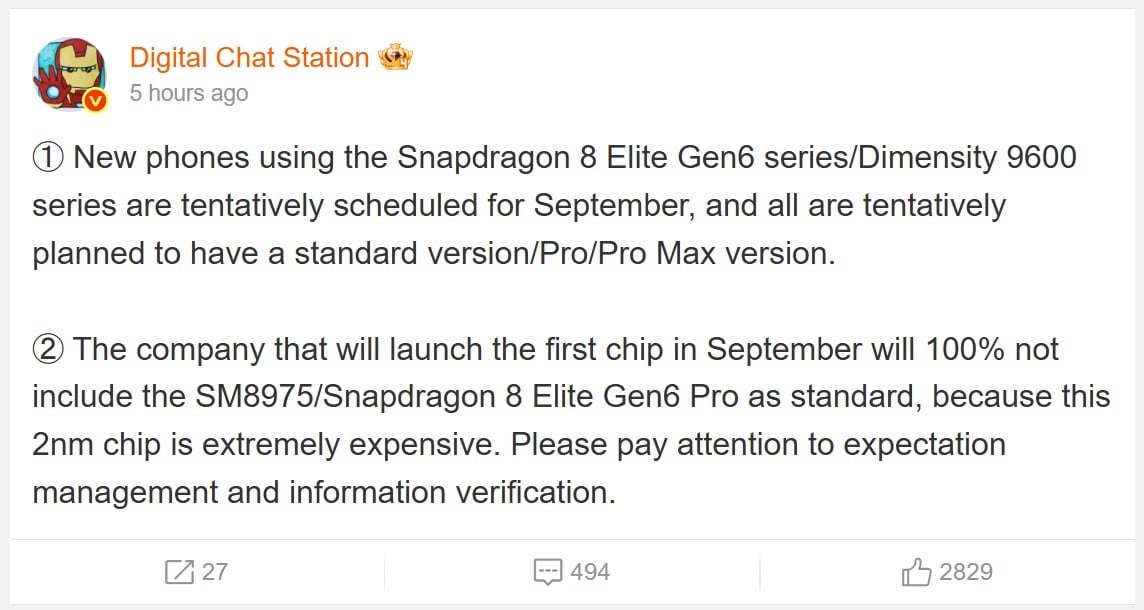 xiaomi 18 Snapdragon 8 Elite Gen 6 Pro