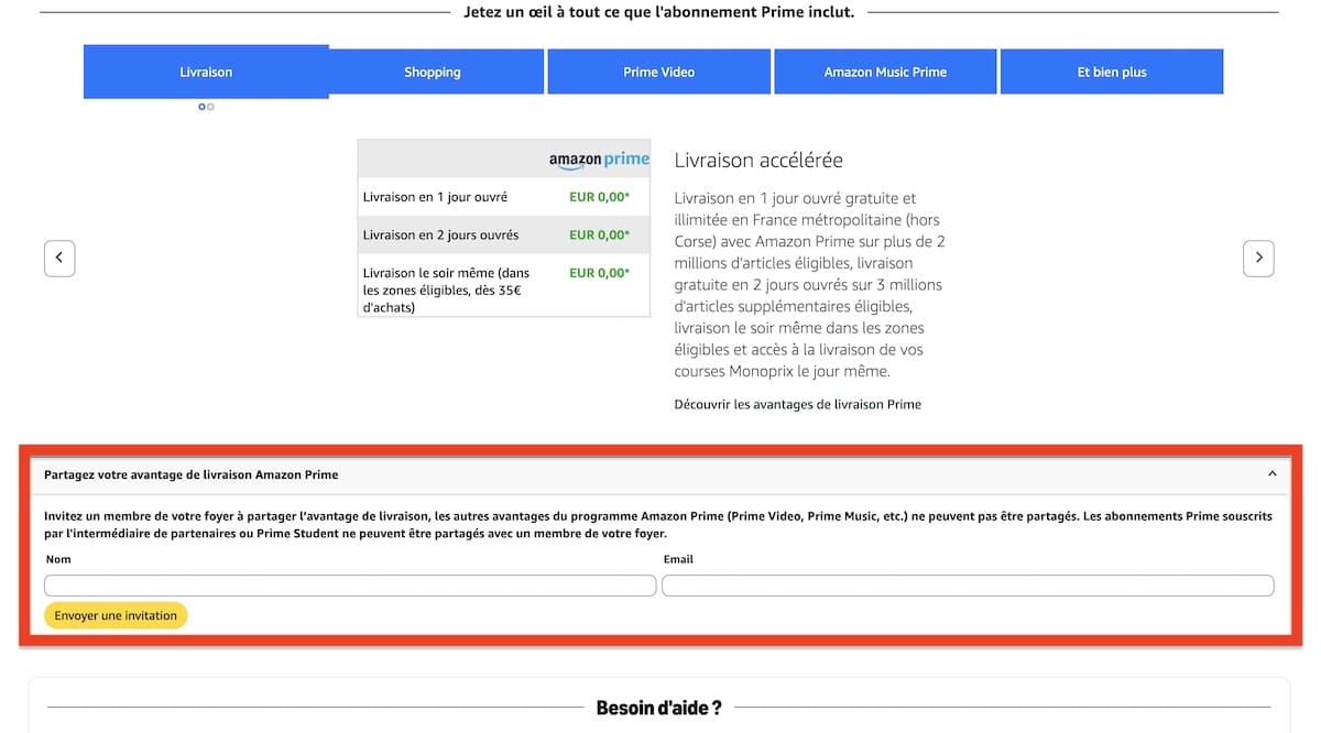 Partage compte Amazon
