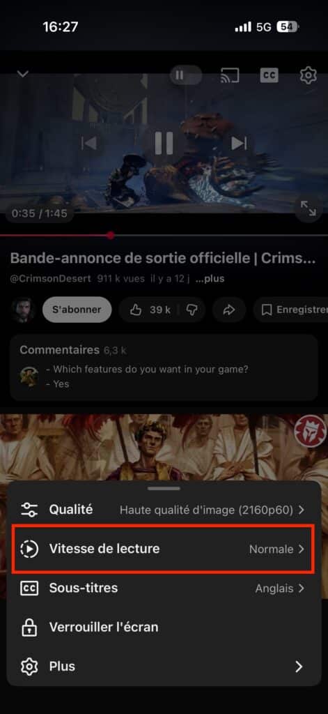 Accélérer vidéo YouTube