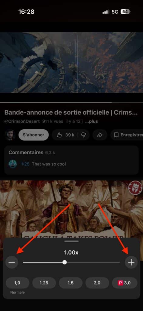 Accélérer vidéo YouTube smartphone