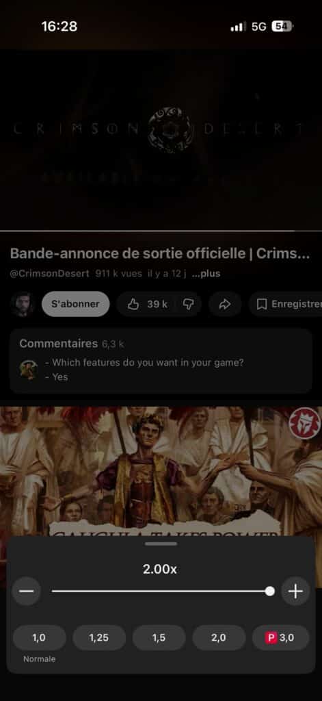 Ralentir vidéo YouTube