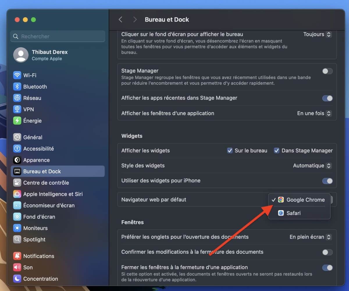 changer navigateur web Mac