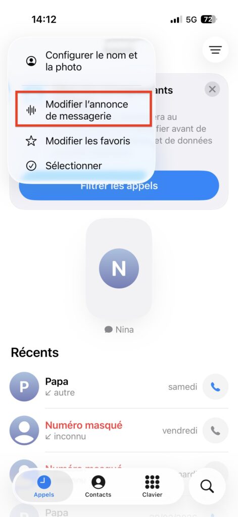 Modifier sa messagerie vocale sur iPhone