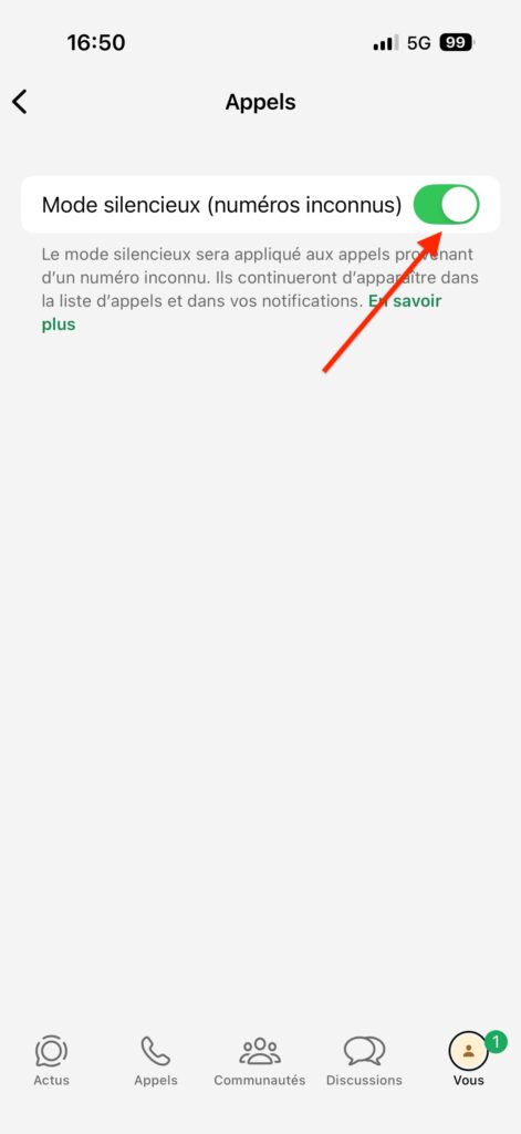 bloquer appels inconnus application WhatsApp