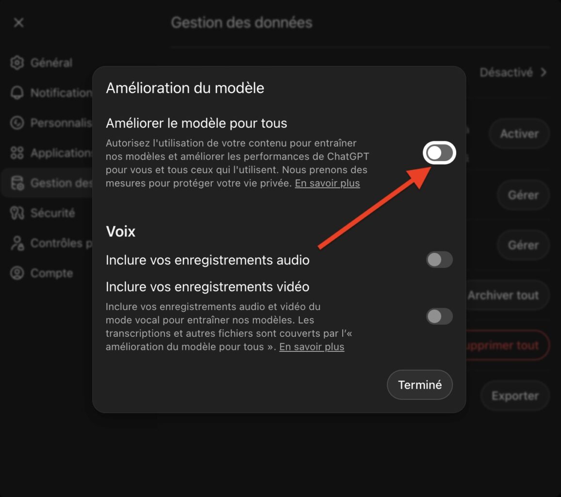 empêcher ChatGPT de collecter vos données