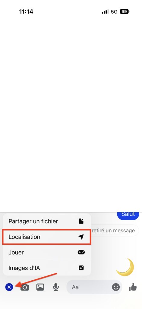 Partager localisation avec Messenger