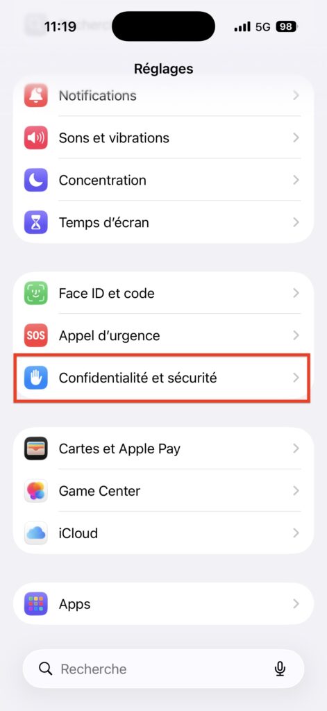Désactiver localisation iPhone